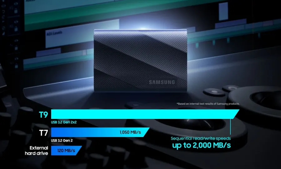 Dysk przenośny Samsung Portable SSD T9 USB 3.2 Gen 2x2 4 TB czarny
